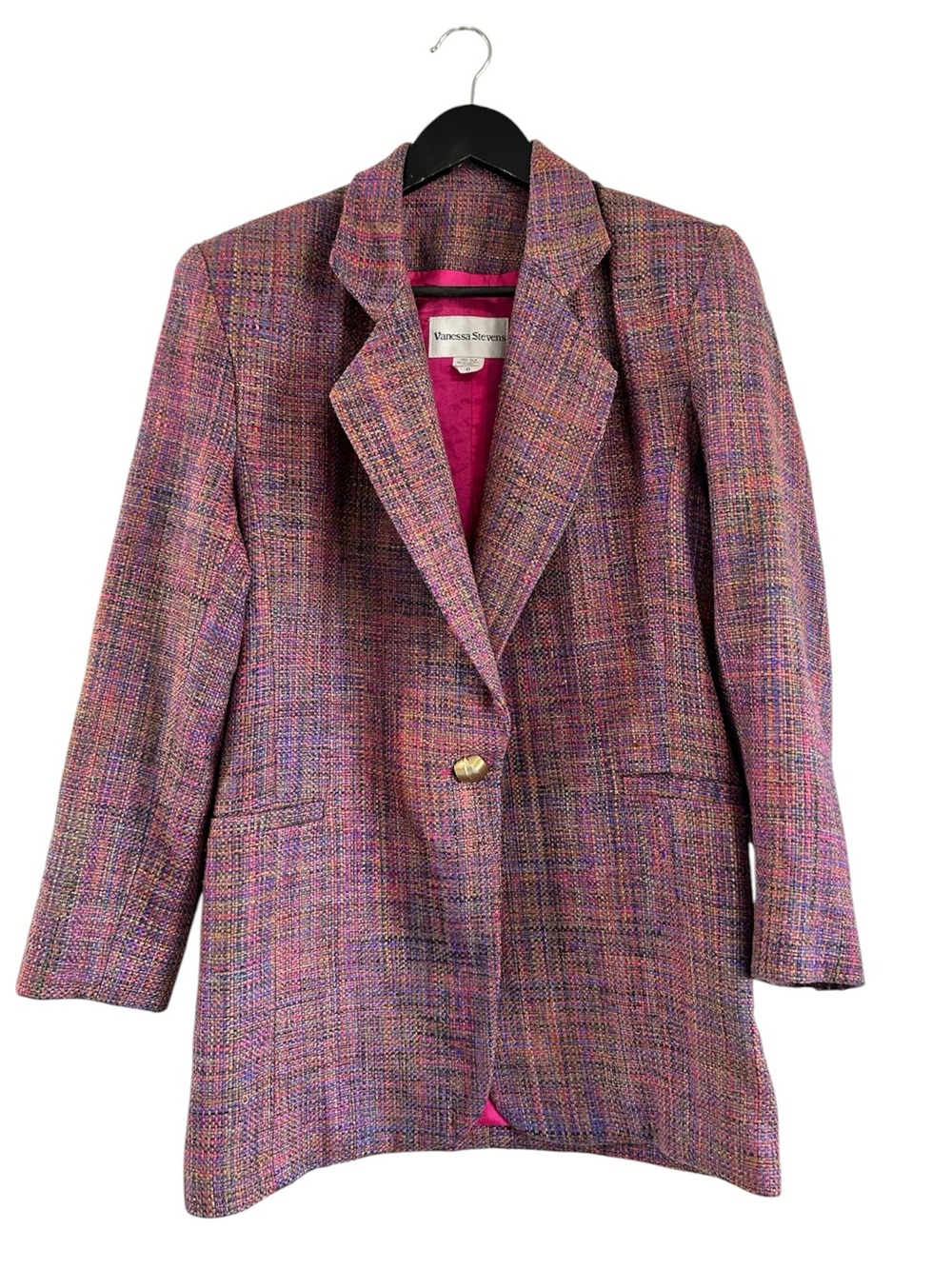 Vanessa Stevens Vintage Silk Tweed Blazer Size 6 Multicolour